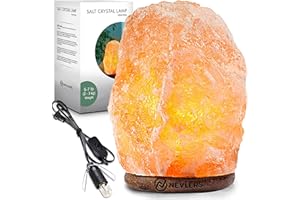 Nevlers 5-7 lbs Hand Crafted Himalayan Salt Lamp with Beautiful Wood Base - 6-8" Tall Salt Rock Lamp | Himalayan Pink Salt Lamp Includes On/Off Switch & Bulb |Night Lights & Decor (Natural)