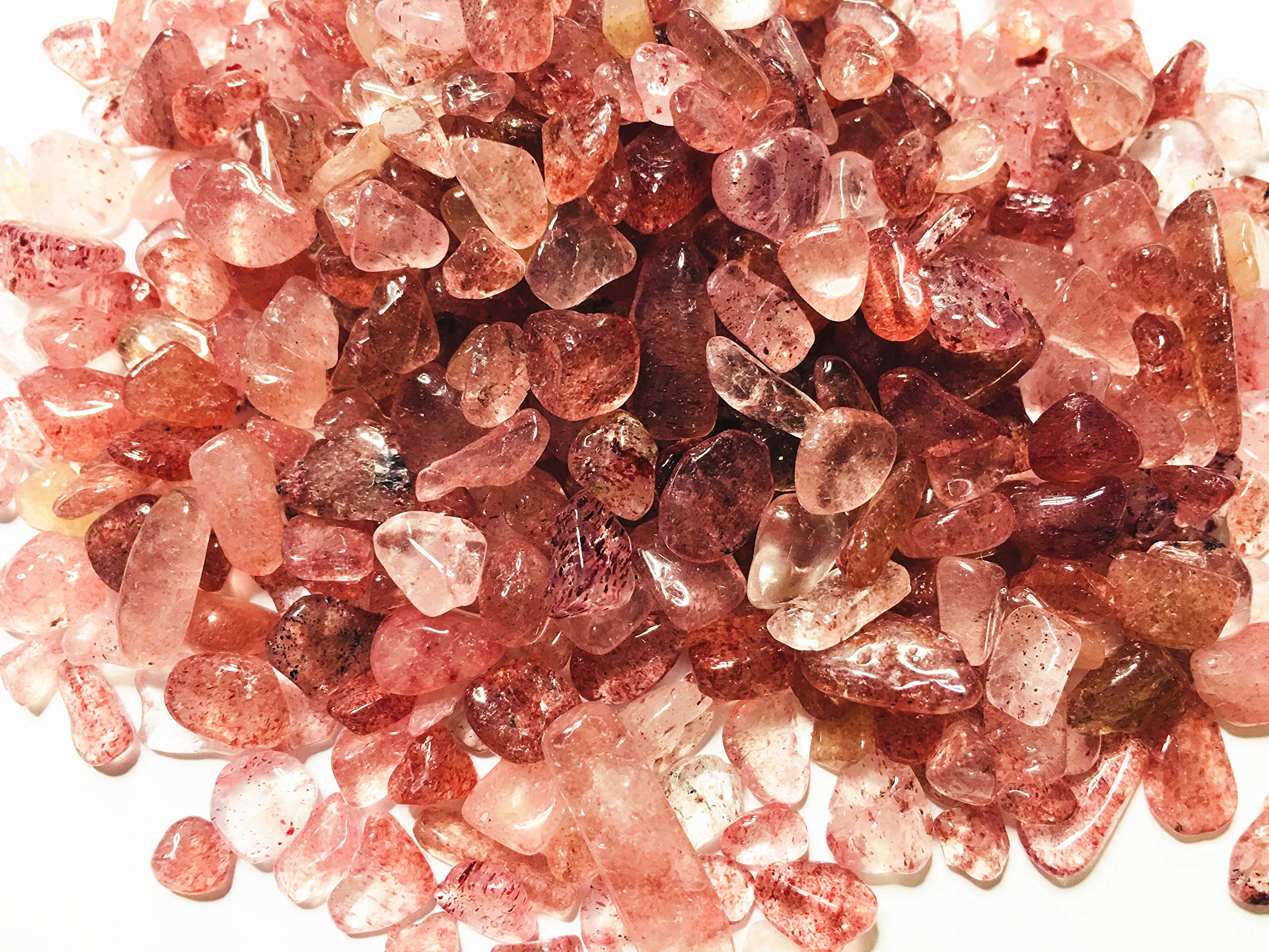 Zungtin 1 lb Strawberry Quartz Small Tumbled Chips Crushed Stone Healing Reiki Crystal Jewelry Making Home Decoration