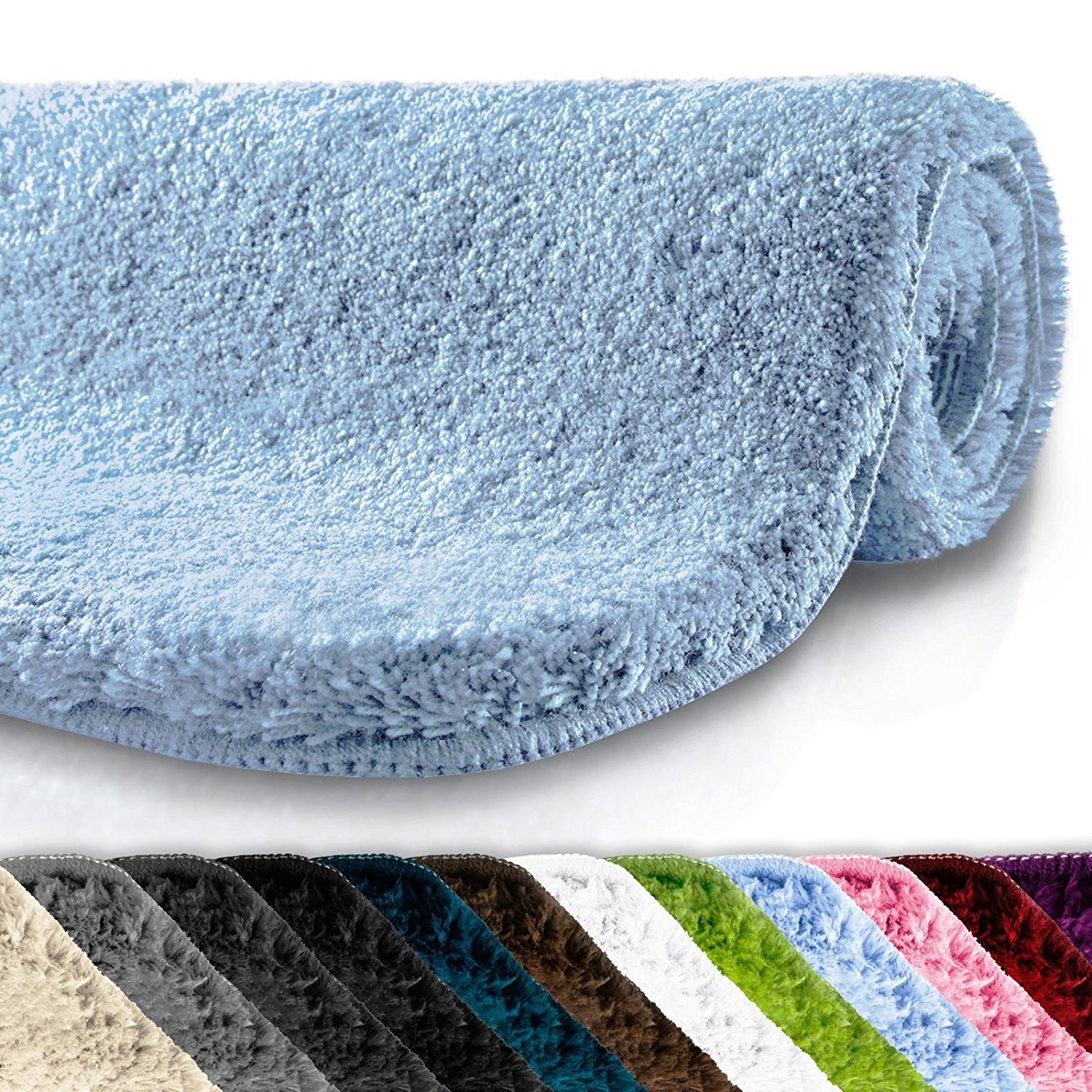casa pura Bath Mat Sky Blue Luxurious Bathroom Rug with Soft Pile