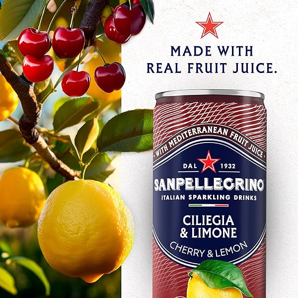 SANPELLEGRINO ITALIAN SPARKLING DRINK CILIEGIA AND LIMONE, SPARKLING CHERRY AND LEMON BEVERAGE, 24 PACK