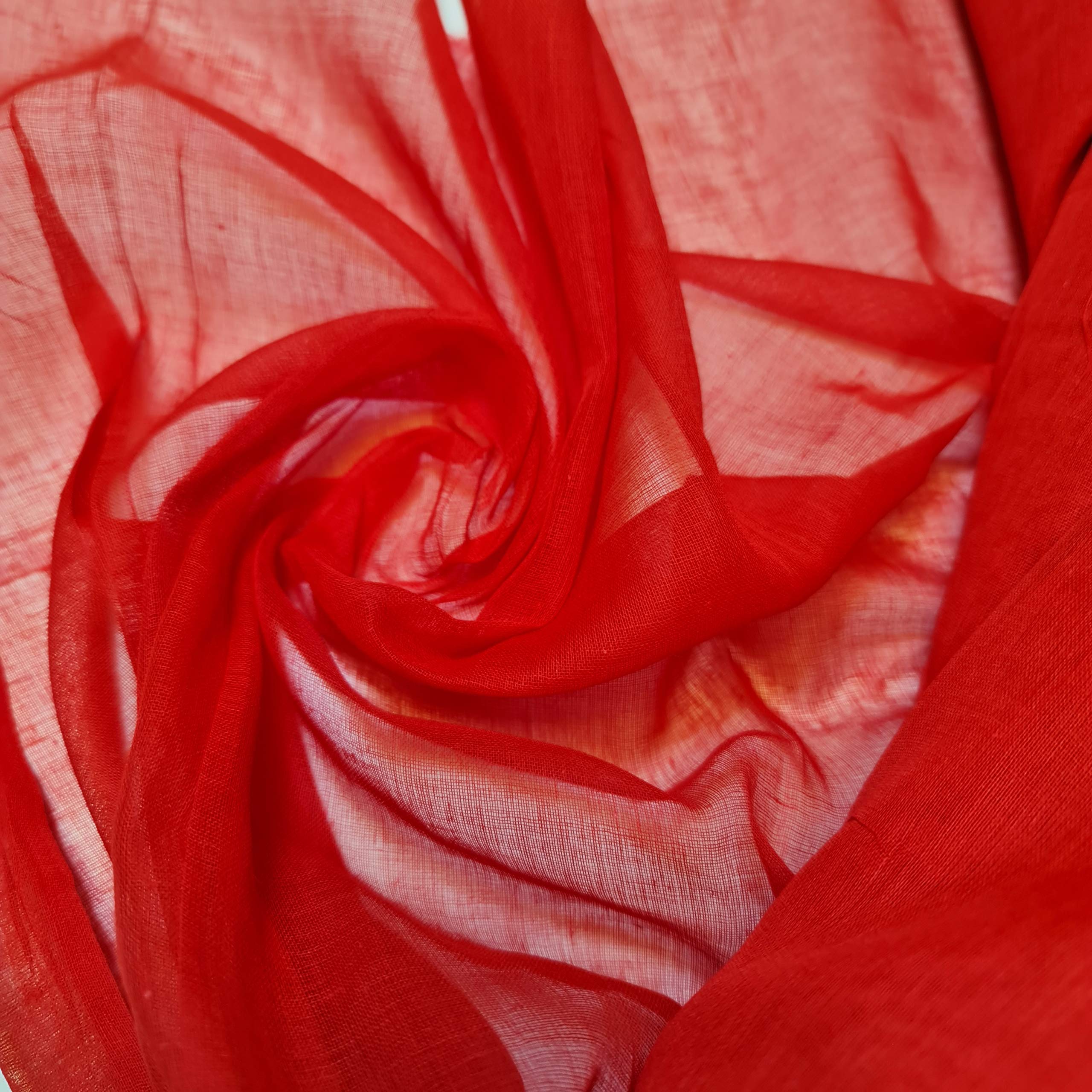 Voile Lawn Fabric, 100% Cotton, Superior Luxury Handle Sheer Gauze Material. Finest Muslin, 17 Colors. Dressmaking, Curtain,Crafts,Face Masks. RED, 2 Meter
