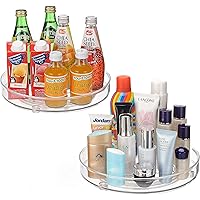 URALFA 2-Pack Lazy Susan Cabinet Organizer, Plastic Rotating Round Lazy Susan Turntable for Pantry, Countertop, Table, Fridge