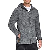 Little Donkey Andy Men's Lightweight Reversible Polar Fleece Jacket Full Zip Hoodie with Pockets Thermal Outdoor Coat