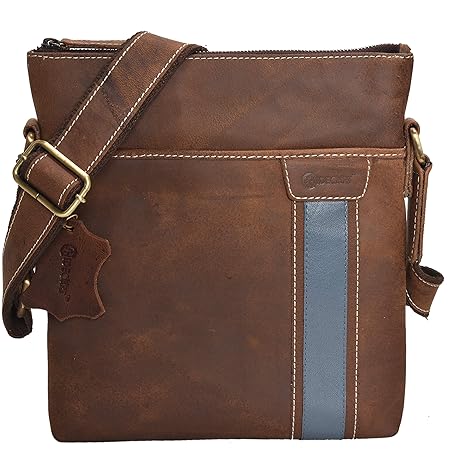 Hidecart Pure Leather Sling Bag for Men/Women Stylish Trendy Messenger Bag L- 8.5 inch W-3 inch H-10 inch (Brown)