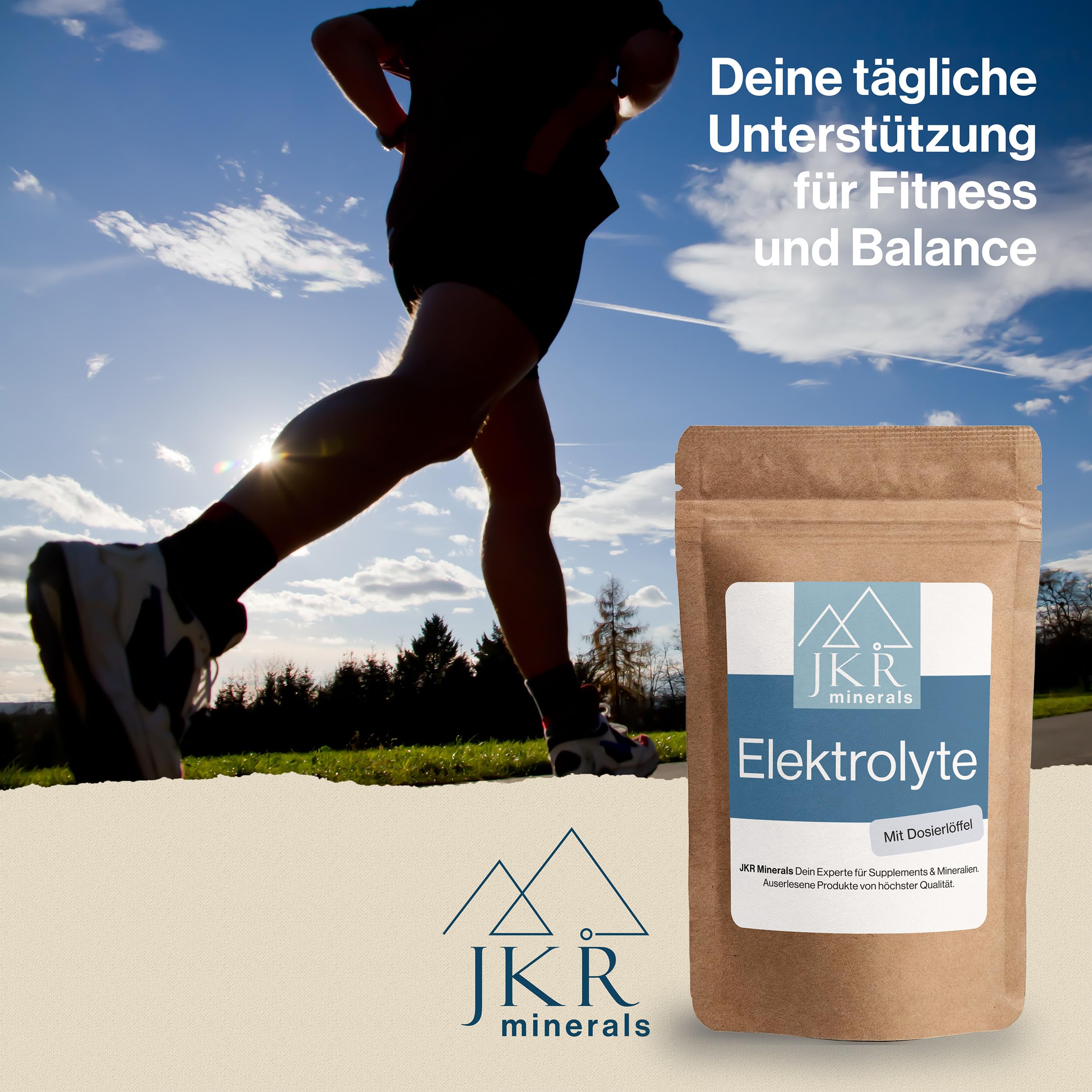 JKR Minerals Elektrolyte Pulver Pur 200g, Ohne Zucker, Mit Magnesium, Kalium, Calcium, Natrium und Chlorid – Hochdosiert & Hochrein – Für Sport, Fitness, Sauna, Sommer & Regeneration 2