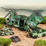JOYIN Jumbo Military Transport Helicopter Toy Set w/ Truck, Kayak, Motorcycle, view 7