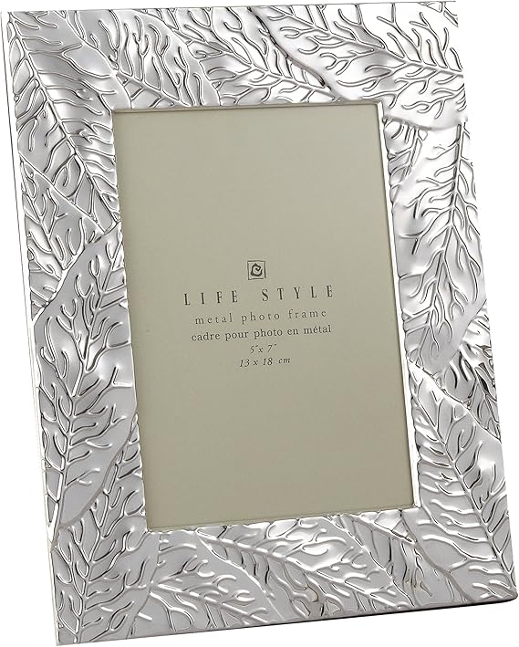 Elegance Silver Plated Leaf Frame, 5 by 7Inch