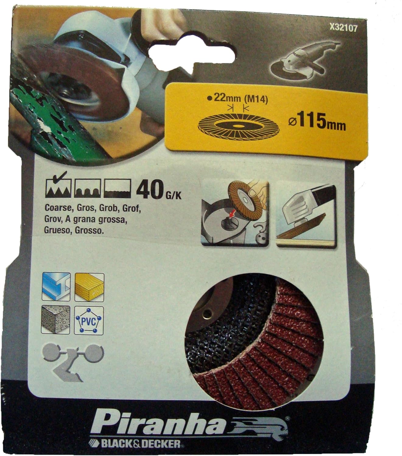Piranha Black & Decker Flap Disc Sanding Disc for Angle Grinders 115 mm