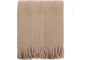 BATTILO HOME Tan Throw Blanket for Bed, Boho Decorative Couch, Taupe Home Decor, 50"x60"