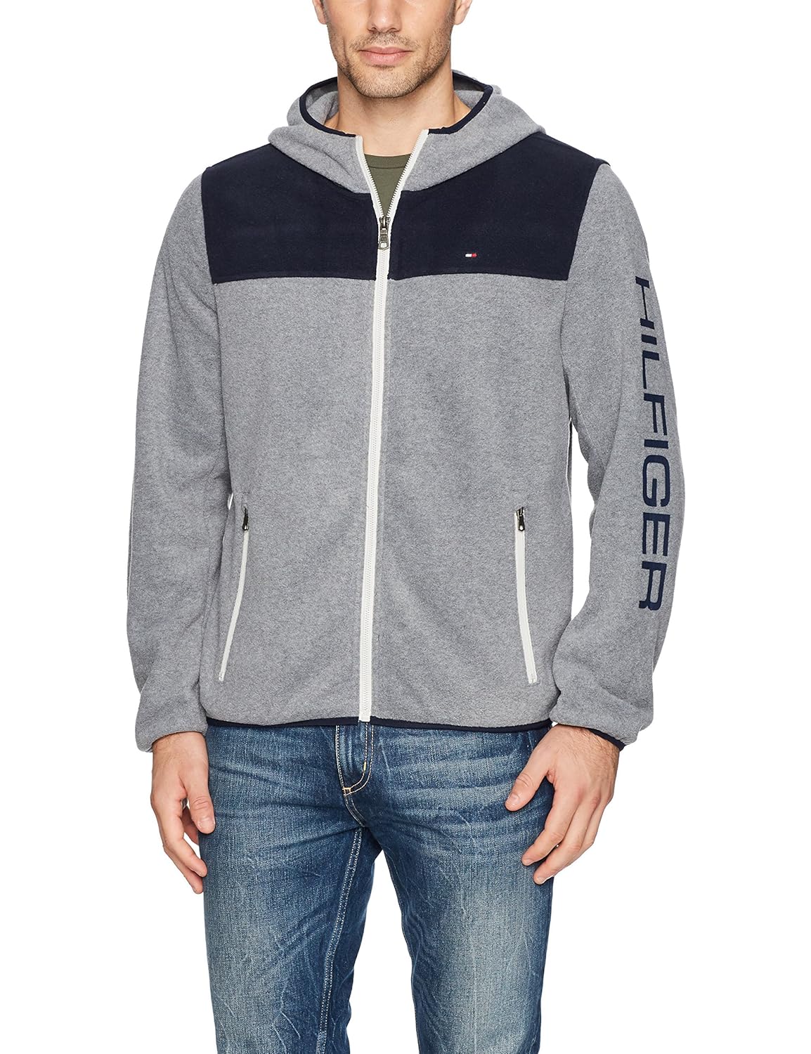 tommy hilfiger men's hooded performance fleece jacket