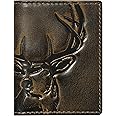 House of Jack Co. Deer Slim Card Wallet for Men, Minimalist Front Pocket, Small Bifold Card Holder, Full Grain Cowhide Leather Wallet, Black
