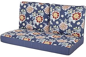 Quality Outdoor Living 46 x 26 Loveseat Cushion, 46x26, Ch Blue Floral 8 Sq Ft