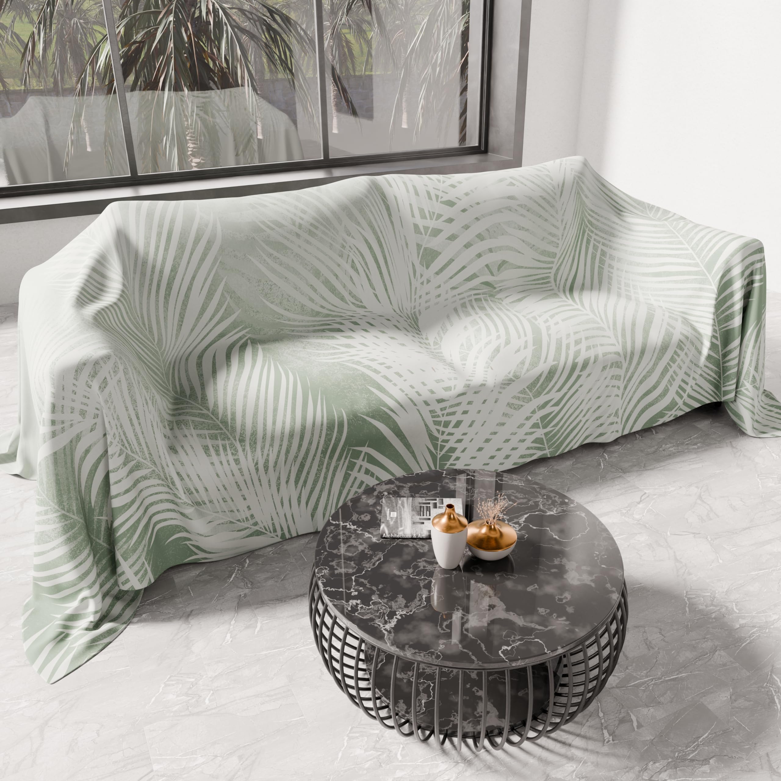 PETTI Artigiani Italiani - Single Bedspread Spring Summer, Single Light Blanket, Bed Sheet Set, Sage Leaf 100% Made in Italy