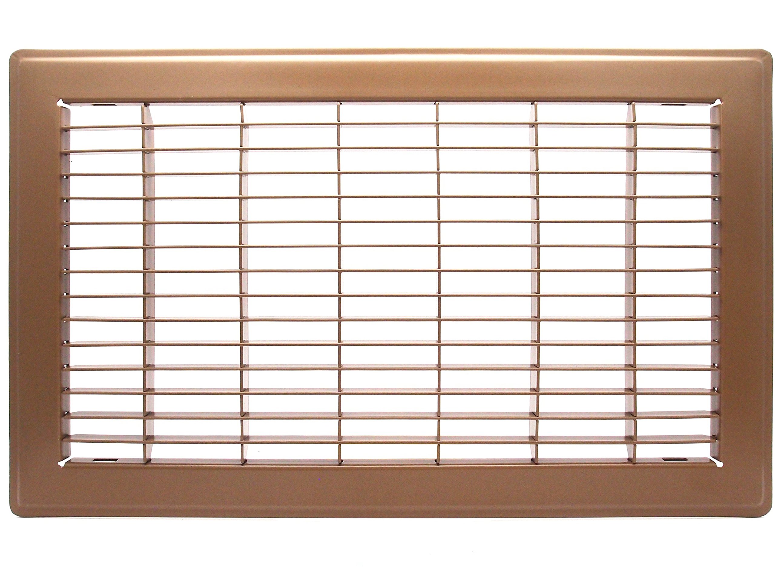 Photo 1 of HVAC Premium 8" X 16" or 16" X 8" Heavy Duty Walkable Floor Grille - Fixed Blades Air Grille - Brown [Outer Dimensions: 9.75 X 17.75]