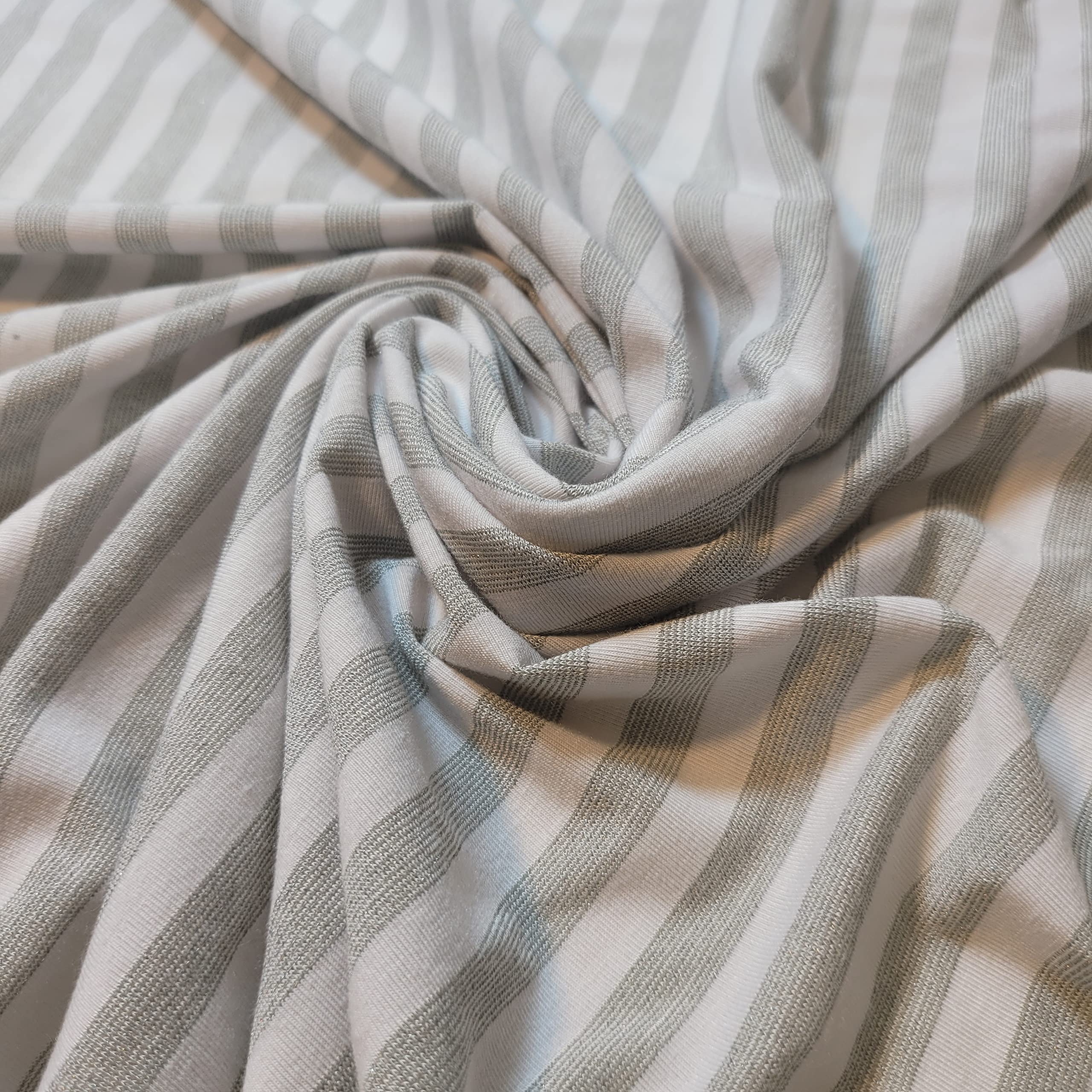 Soft Printed Cotton Jersey Stretch Knit Fabric – Ideal for T-Shirts, Babywear, Dressmaking & Crafts | 58" (150cm) Wide | Sold Per Meter (Pre-Cut) (Lurex Stripe #2) — image 1