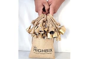HIGHBIX 4cm Small Vintage Rustic Lucky Tin Metal Cow Bells Handmade Christmas Décor Bells on Jute Rope (30, Cone-Cylinder)