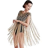 BABEYOND 1920s Shawl Wraps Long Fringed Evening Cape Sequin Beaded Party Shawl