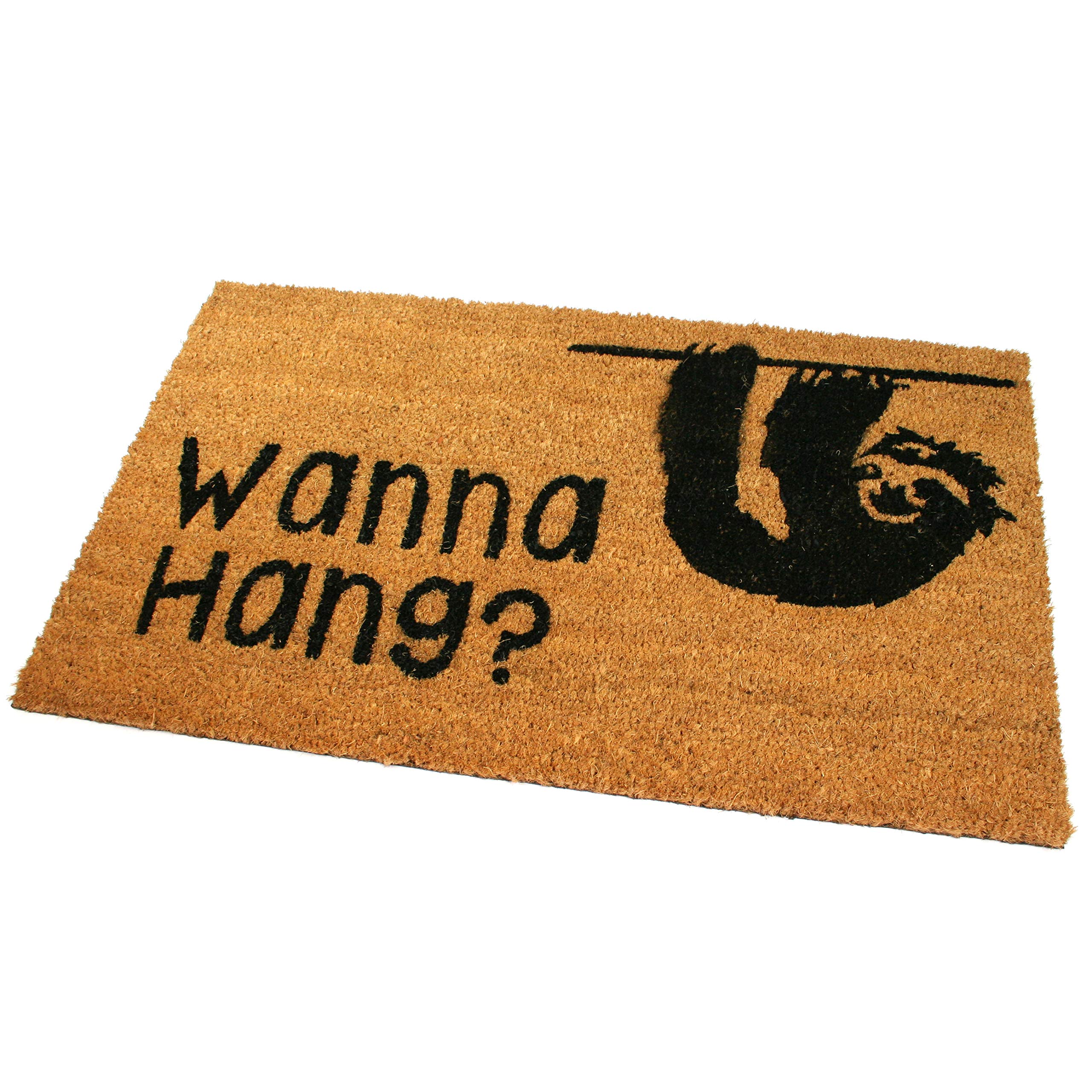 Black Ginger Large, Thick, Decorative, Patterned Coir Door Mats with Nature Designs (Sloth)