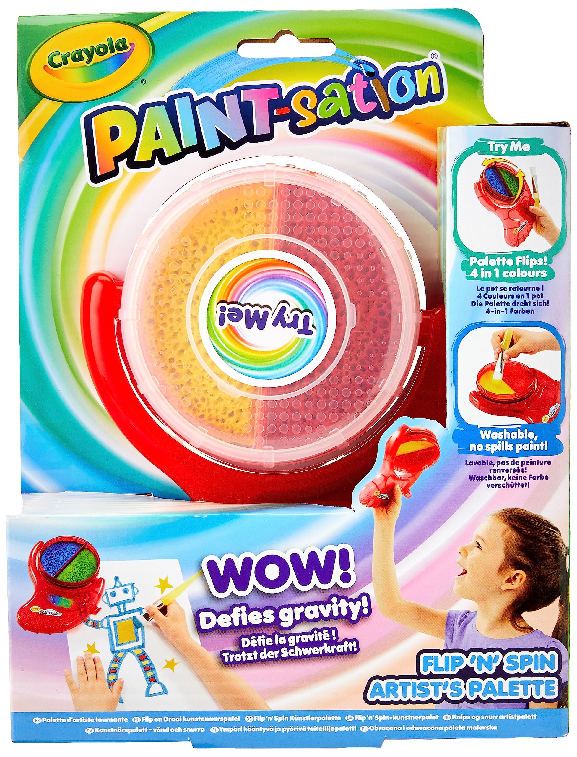CRAYOLA Paint-sation: Flip 'n' Spin Artist's Palette | No-Spill Painting Kit | Ideal for Kids Aged 3+