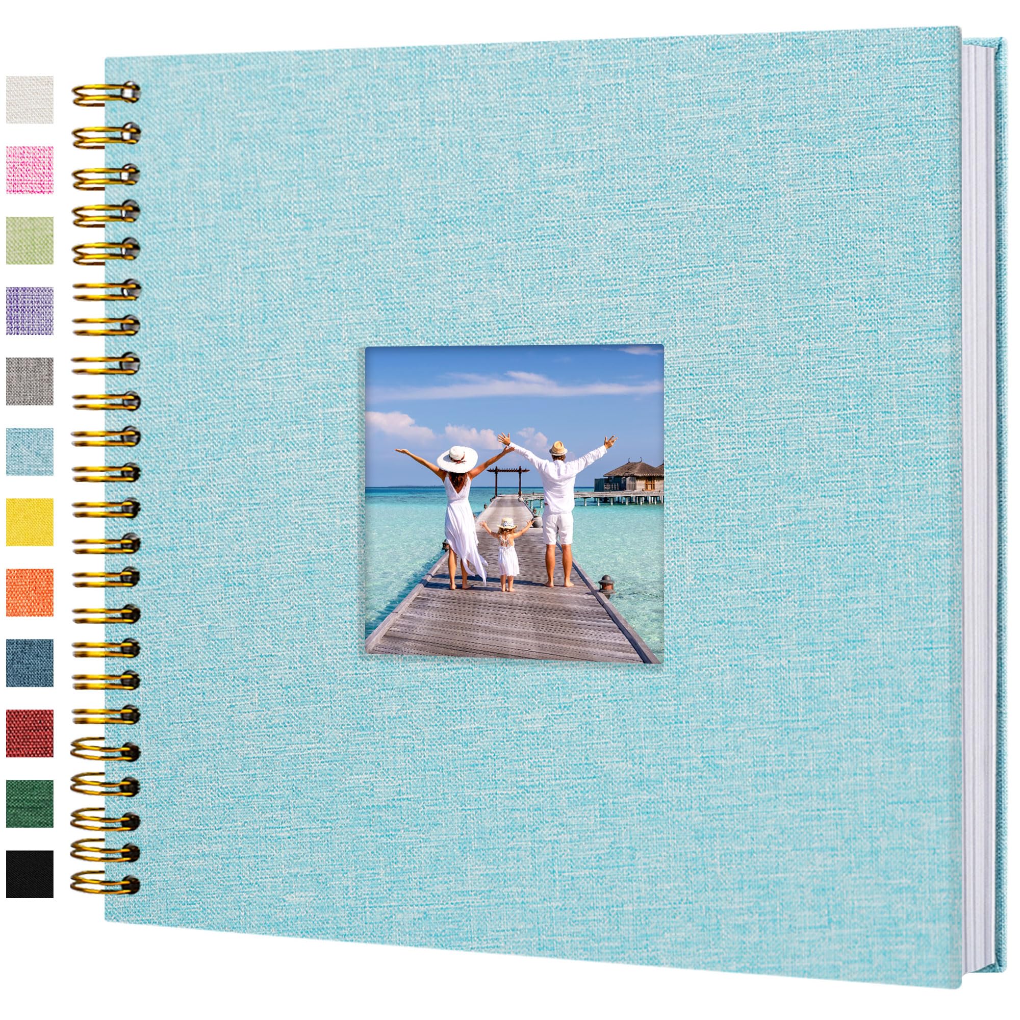 Photo 1 of **MINOR BEND*** Hiwhy Scrapbook Photo Album Linen Cover, 12 x 12 Inch Hardcover Kraft White Pages Memory Book, for Travel Wedding Guest Book Christmas Baby Shower (40 Sheets/ 80 Pages,Light Blue)