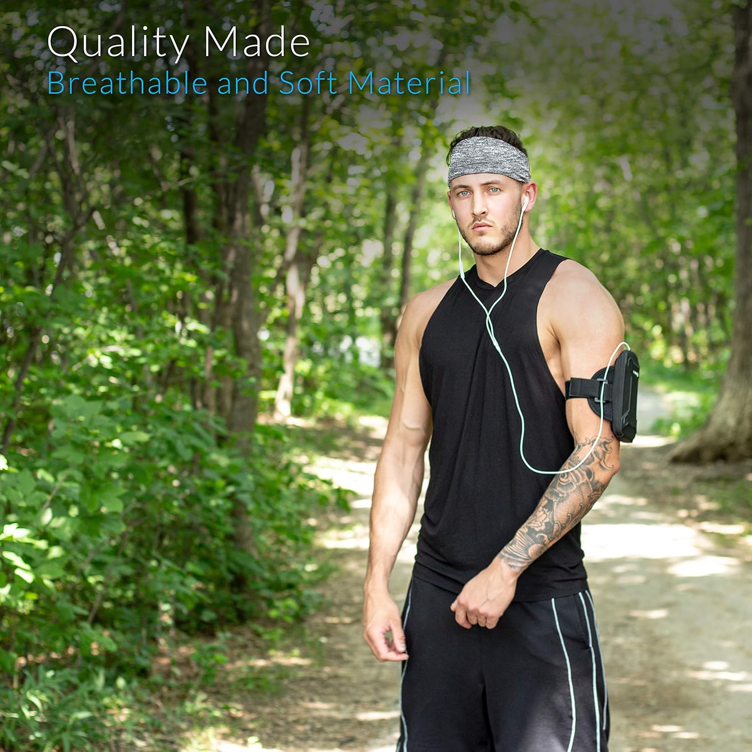 Sports Headband: UNISEX Fitness Headbands For Women & Men. Head Band Sweatband for Running, Yoga, Workout Gym Exercise. NO SLIP Sport Sweatbands & Sweat Wicking Athletic Head Wrap Bands Black: Clothing