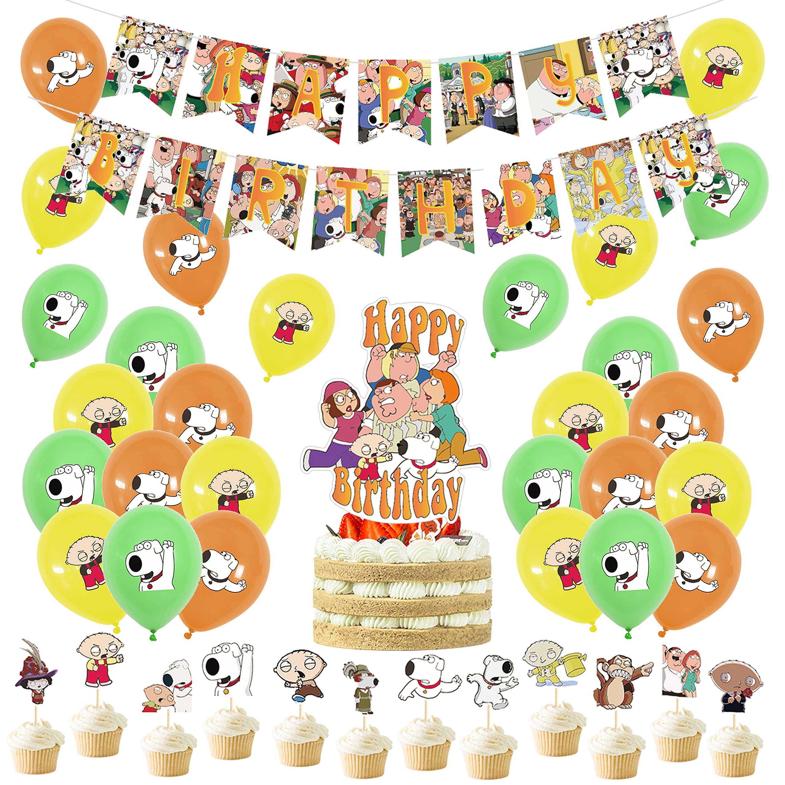 Family Guy Party Supplies - Birthday Cake Topper, Balloons, Banner & Decorations
