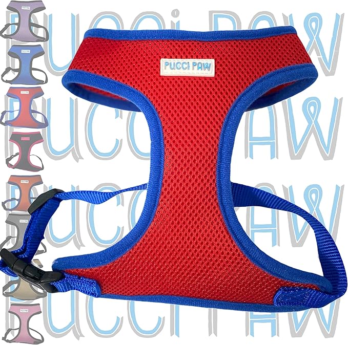 Dog Harness Red Blue Cushioned Extra Padding Comfortable