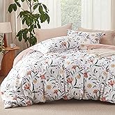 Bedsure Duvet Cover King Size - Reversible Floral Duvet Cover Set with Zipper Closure, 3 Pieces Pale Blush Bedding Set with 8 Corner Ties and 2 Pillow Shams 20"x36"