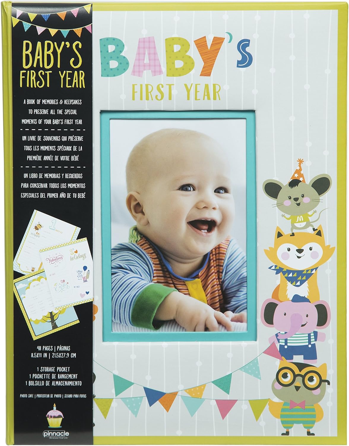 Pinnacle Frames & Accents Baby's First Year Hardcover Milestone Memory Book Journal Leather Photo Album: Home & Kitchen