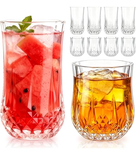 Amazon.com | Caspari Acrylic 12oz Tumbler Glass Gift Set in Jewel Tones, Set  of 4: Tumblers & Water Glasses