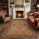 GarveeHome Tibetan Tiger 5x7 Area Rug Boho Washable Vintage Living Room | Non Slip Terracotta Rugs for Bedroom, Tribal Soft Animal Print Throw Rug Ultra Thin Stain Resistant Floor Carpet for Office