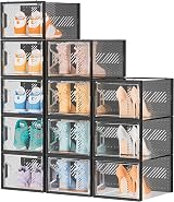 SIMPDIY Clear Shoe Storage Box 12 Pack Stackable with Lids UK Size 12