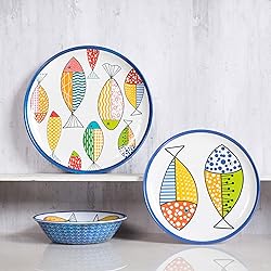 Gofunfun Melamine Dinnerware set for 4, Plates and