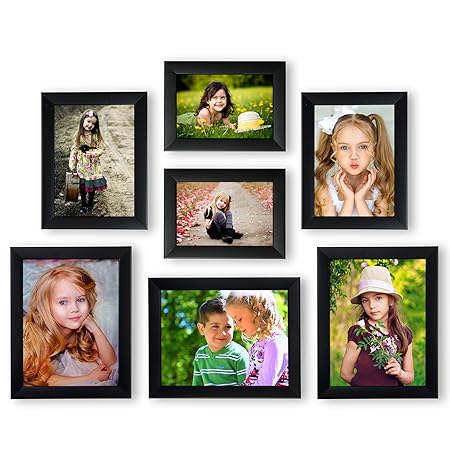 Ajanta Royal Classic Set of 7 Individual Photo Frames (3-6x8, 2-5x7 & 2-4x6 Inch) : A-60A (Black)