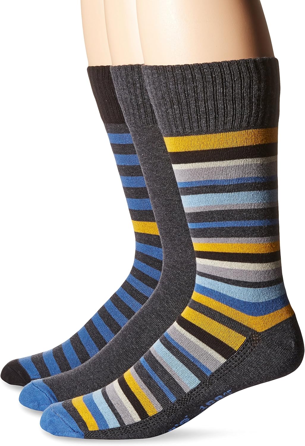 Levi's Men's 3Pack Multi Stripe Crew Socks, Heather Dark Charcoal