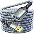 AINOPE USB Extension Cable 10FT, Nylon Braided USB 3.0 Extension Cable Extender, Type Male to Female Cord High Speed Data Tra