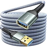 AINOPE USB Extension Cable 10FT, Nylon Braided USB 3.0 Extension Cable Extender, Type Male to Female Cord High Speed Data Tra