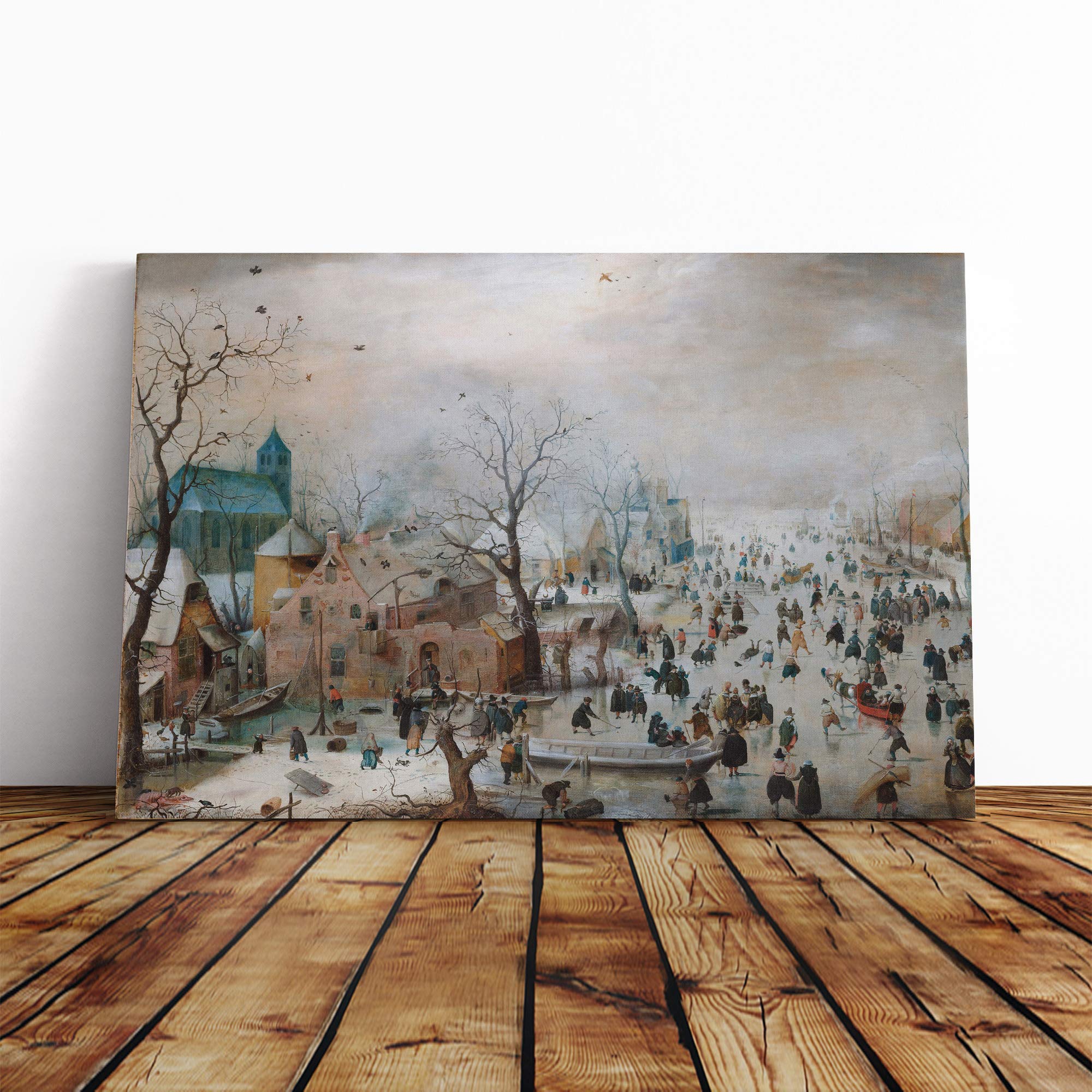 Hendrick Avercamp Winter Landscape Canvas Print | Gallery Wrapped 30mm Frame Wall Art | 20x14 inches | Ready to Hang | Modern Landscape Picture | Living Room Bedroom Lounge Office