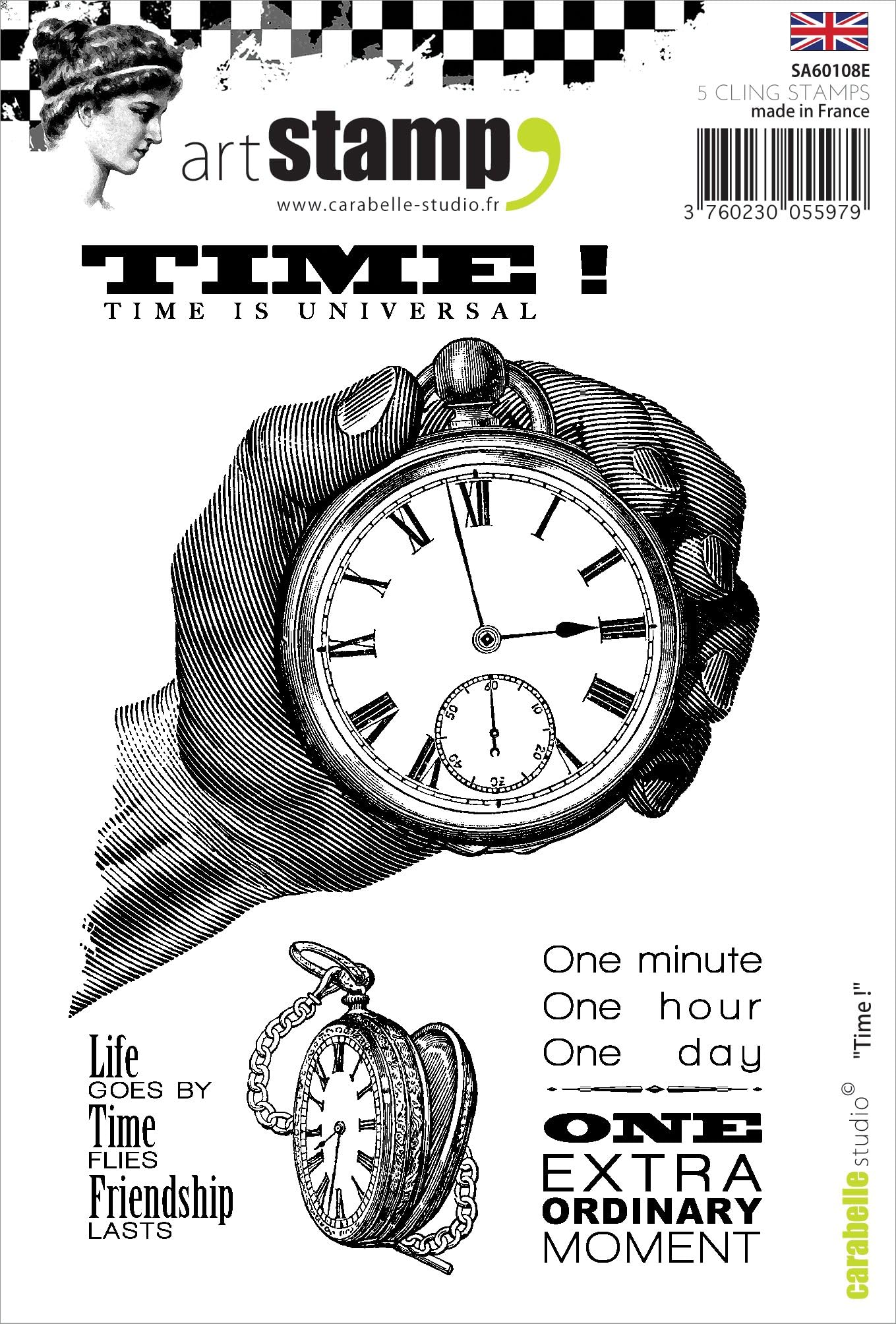 Carabelle Studio A6 Cling Stamp-Times, Rubber White/Transparent