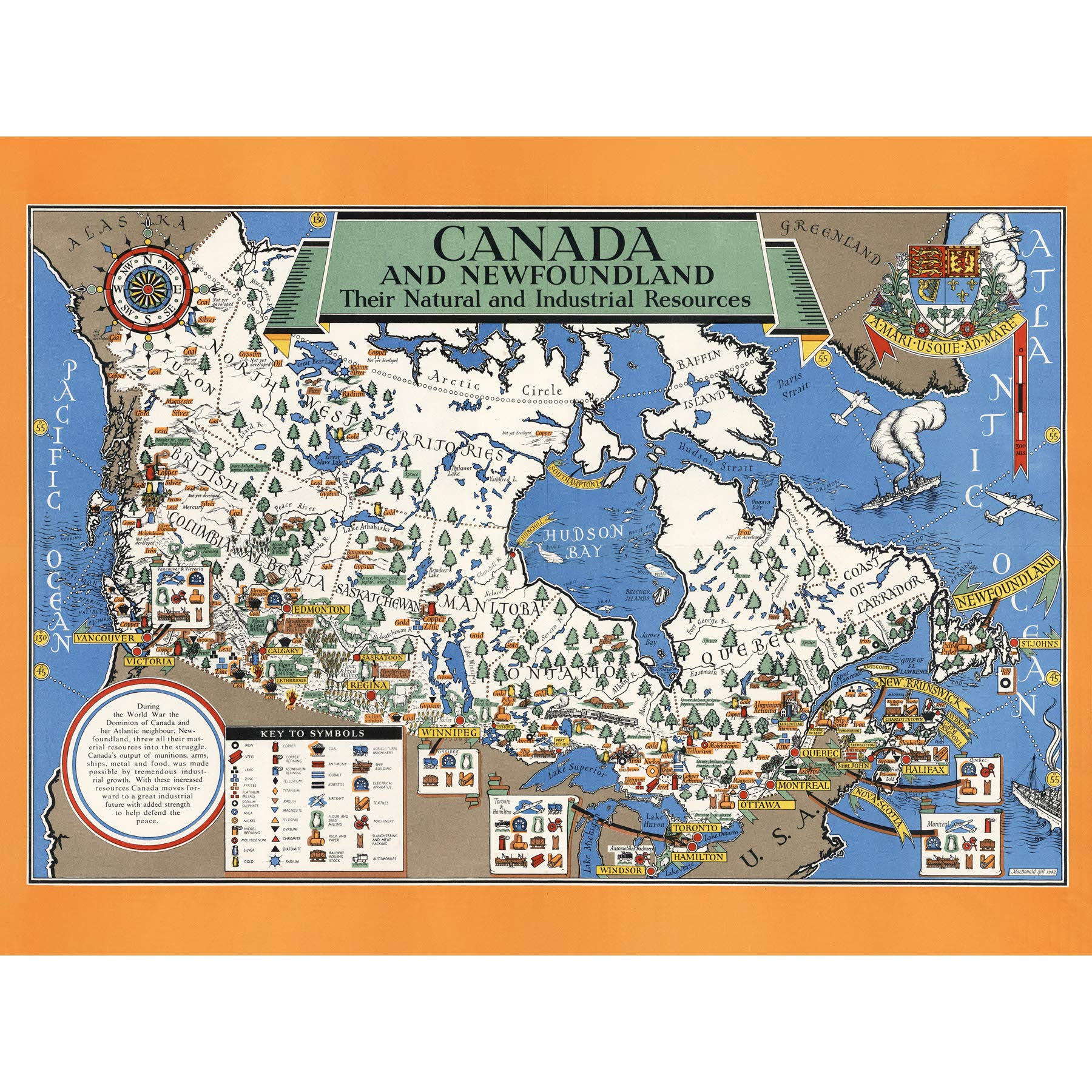 Artery8 Map Gill 1942 Canada Newfoundland Industry Large Wall Art Poster Print Thick Paper 18X24 Inch