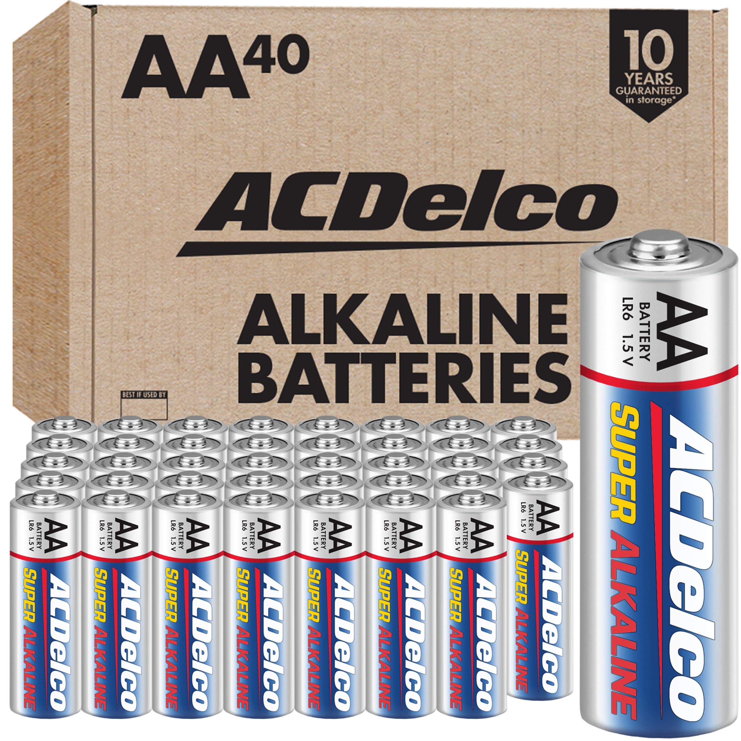 Photo 1 of ACDelco 15-Count Double AA Batteries, Maximum Power Super Alkaline Battery for Home and Office, 10-Year Shelf Life, Reclosable Packaging