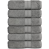 Towel Bazaar Soft & Absorbent Premium Cotton Turkish Towels (Gray, 6-Piece Hand Towels)