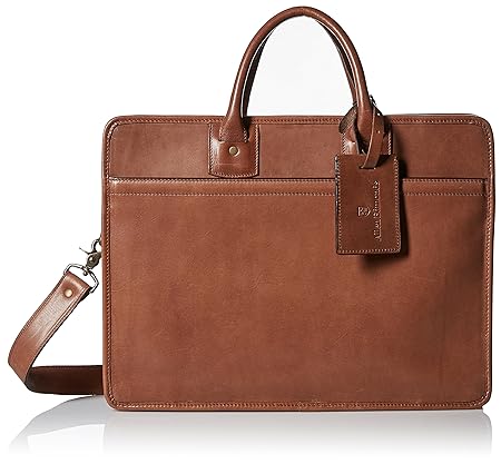 Allen Edmonds Mens Single Gusset Briefcase, Tan Saddle