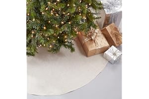 Saro Lifestyle Toscana Tree Skirt with Piping, 56", Natural