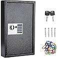 UMEKEN Key Box Wall Mount 60 Position Valet Digital Key Cabinet Lock Box with Code, Electronic Key Holder Lockbox with Key Tags, Key Organizer Locker Box, Black, 12" x 3.94" x 19.69"