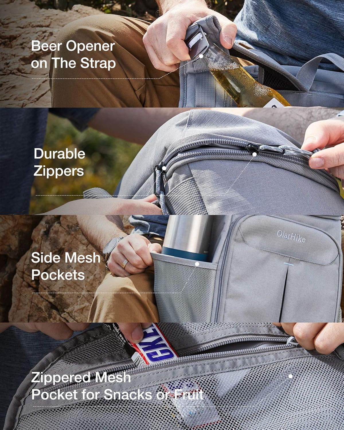 OlarHike Cooler Backpack, Soft Waterproof 30 Cans Backpack Cooler Bag for Picnics Hiking Camping (Grey) : Garden & Outdoor