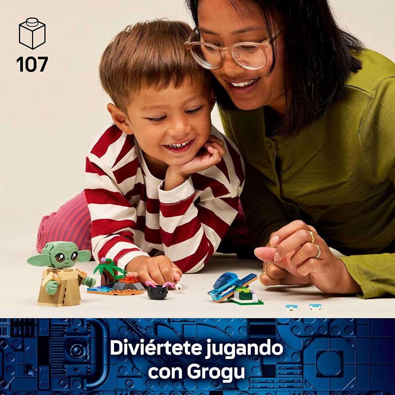Star Wars 75443 Casa de Grogu - Brinquedo de Construção com Figura de Grogu, Sapo de Sorgan, Catapulta e Macaron Azul - Presente para Rapazes e Raparigas de 4+ Anos e Fãs de The Mandalorian