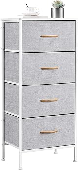 Yaheetech Vertical Narrow Chest of Drawers 4-Drawer Fabric Storage Unit Light
