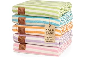 GOLD CASE HOME COLLECTION Gold CASE Turkish Beach Towel Set of 5 – 100% Cotton Large Turkish Bath Towels 71 x 40'' – MYRA Oversized, Quick Dry & Sand Free Towels – Lightweight Peshtemal – Multicolor 2