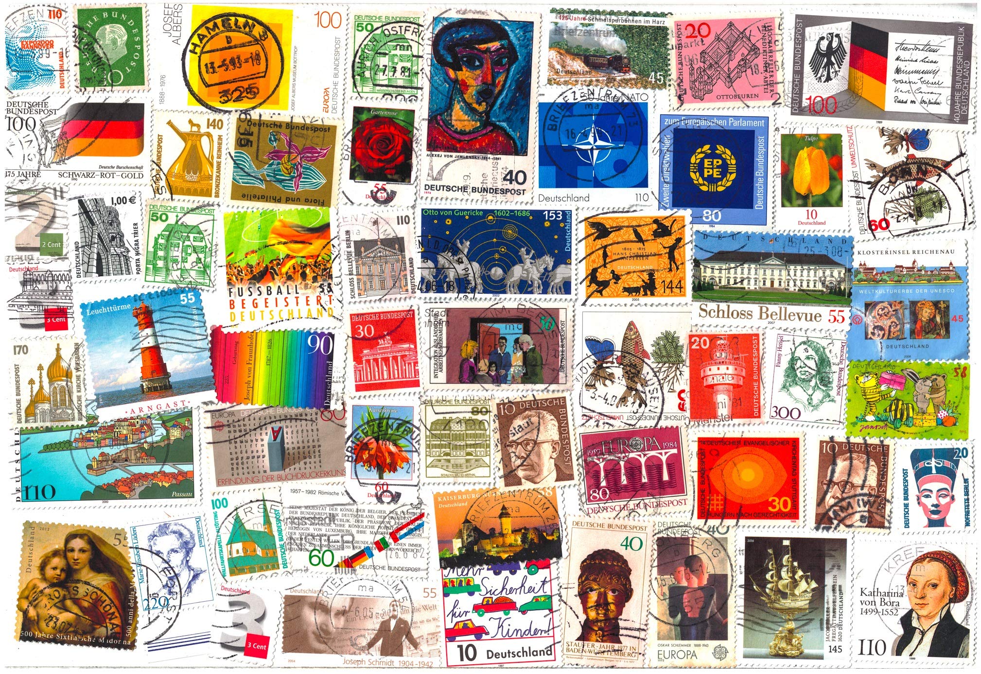 1000 STAMPS FROM GERMANY (EAST, WEST, FEDERAL). MIXED PHILATELY, USED POSTAGE STAMPS OFF PAPER